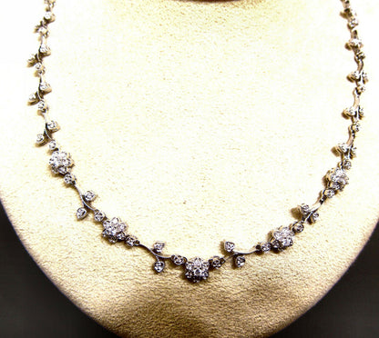 1.40 CT DIAMOND FLUERETTE 14 K GOLD NECKLACE