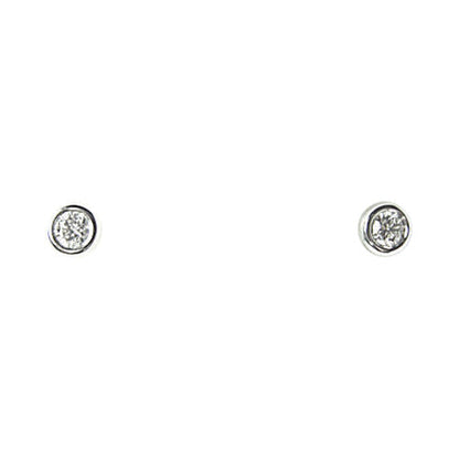 DIAMOND ROUND BR SHAPE STUD EARRING BEZEL SET