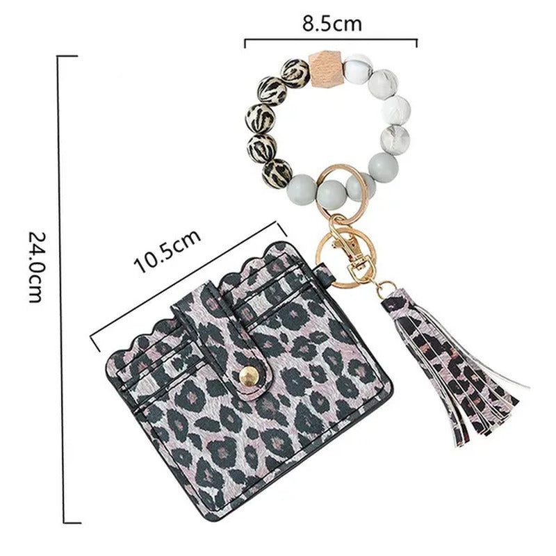 1PC Fashion Wooden Bead Silicone Bead Bracelet Woman Accessories Card Holder Por
