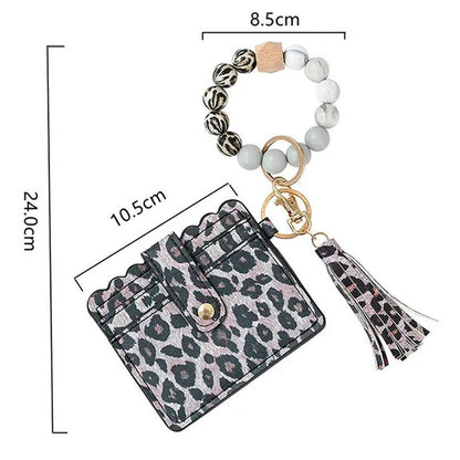 1PC Fashion Wooden Bead Silicone Bead Bracelet Woman Accessories Card Holder Por