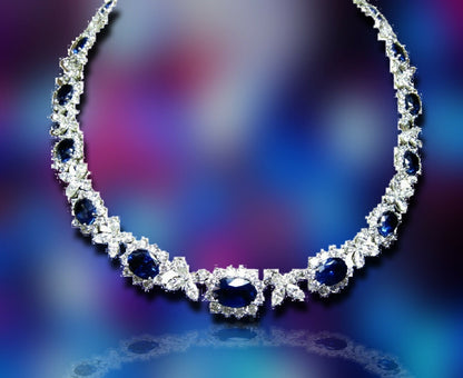 SAPPHIRE OVAL SHAPE SET DIAMOND 18 PEAR 54 MARQUISE 183 ROUND SHAPE NECKLACE