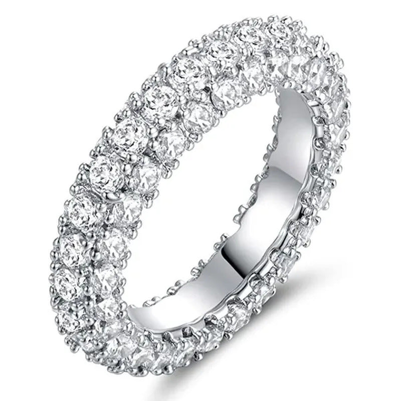 Women Engagement Rings Jewelry 925 Silver Pave Setting Diamond Rings Bridal Prop