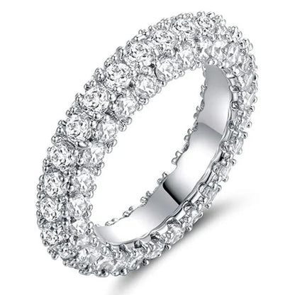 Women Engagement Rings Jewelry 925 Silver Pave Setting Diamond Rings Bridal Prop