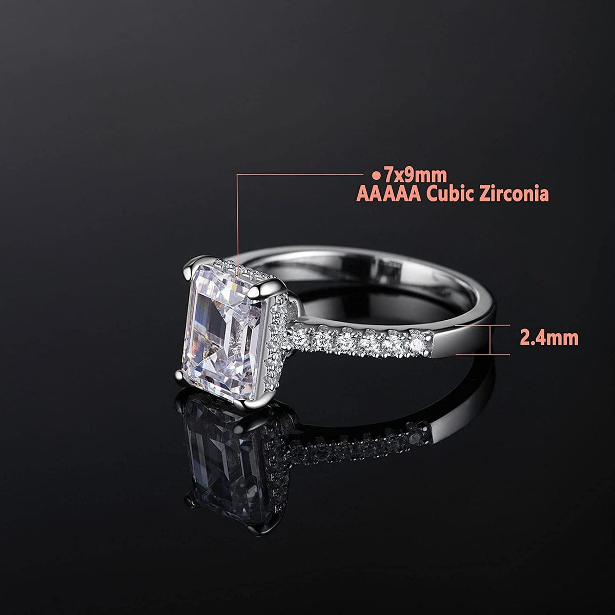 SHELOVES 3 Carat Emerald Cut Engagement Rings AAAAA White Cz 925 Sterling Silver