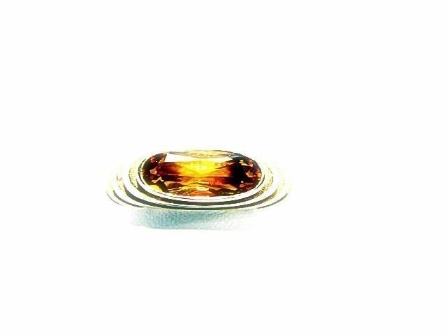 CITRINE LONG OVAL SHAPE SET GOLD ART DECO BAND