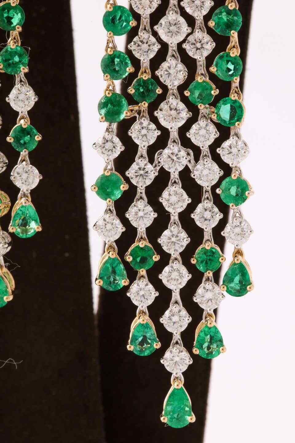 Green Emerald and Diamond Earrings