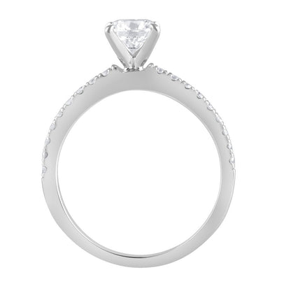 Unique Moments 1 Ct Lab Grown Diamond round Engagement Ring in 14K White Gold (G
