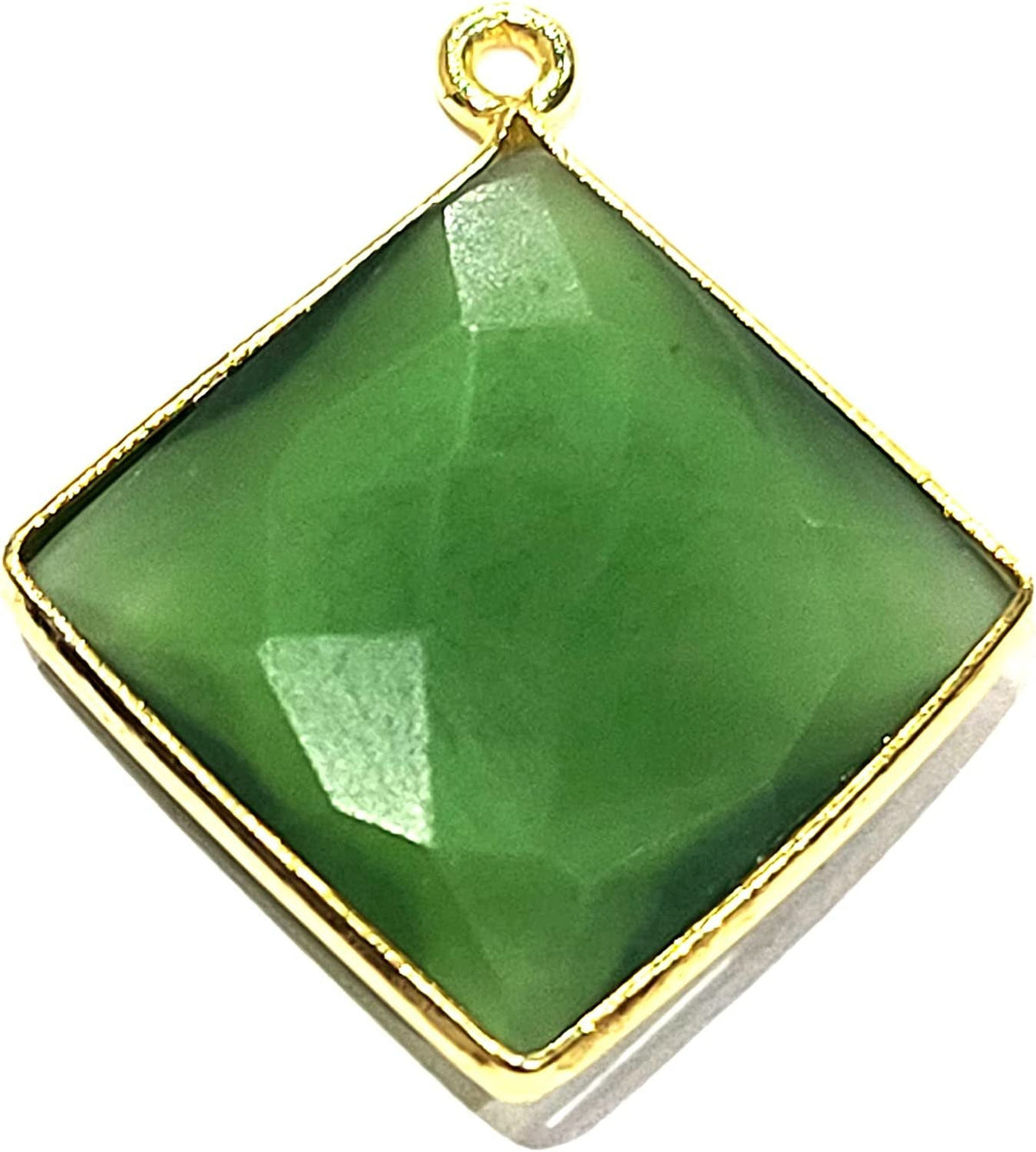 Serpentine Stone Necklace for Jewelry Making - Cushion/Diamond Both Side Faceted