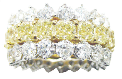 FANCY YELLOW RADIANT 16 STONE ROUND BRILLIANT SHAPE DIAMOND 32 PIECE ETERNITY