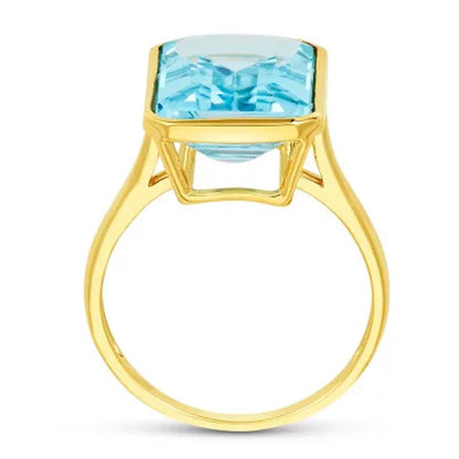 Sky Blue Topaz Emerald Shaped Ring in 14 Karat Yellow Gold