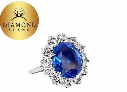 GIA CERTIFIED OVAL SHAPE SAPPHIRE 6.02 CT DIAMOND 2.88 CT ROUND BRILLIANT SHAPE