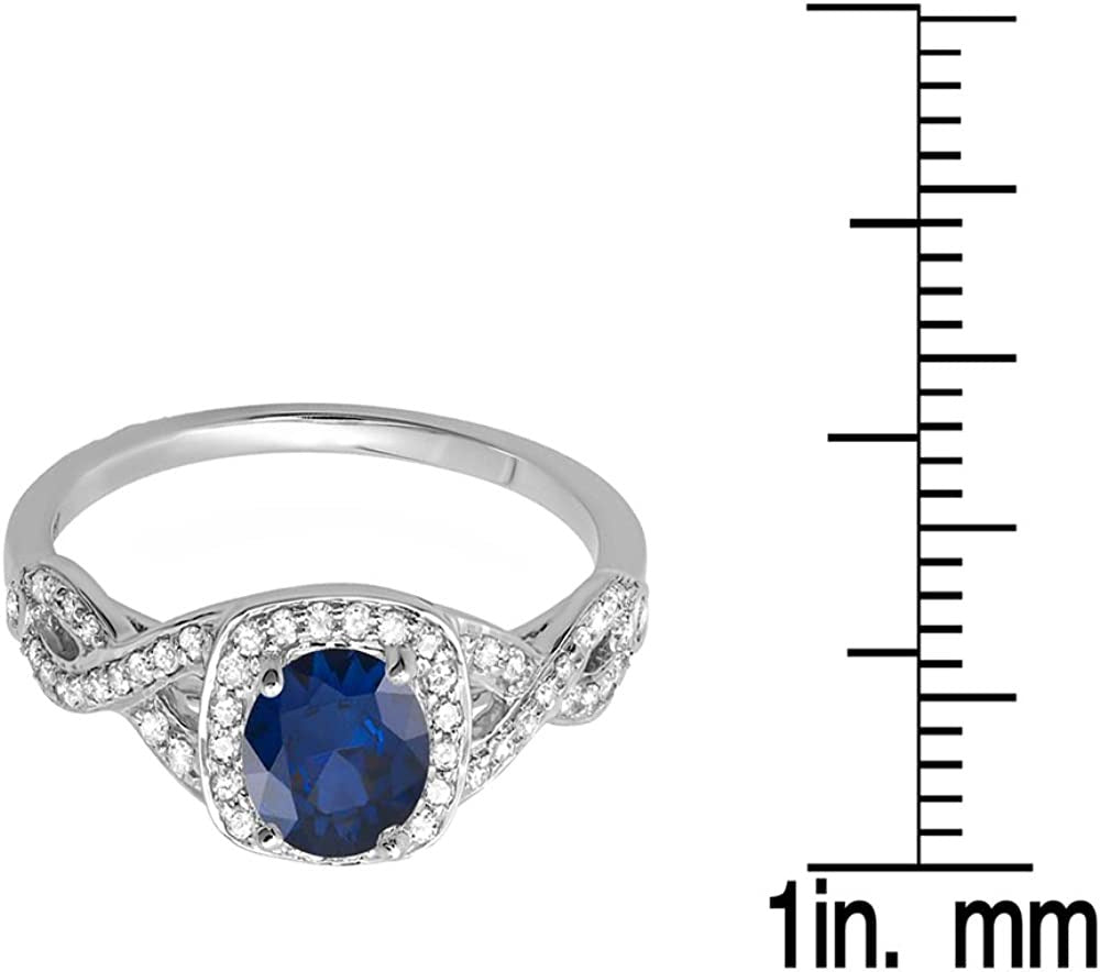 Collection 14K Gold Blue Sapphire & White Diamond Swirl Split Shank Halo Engagem