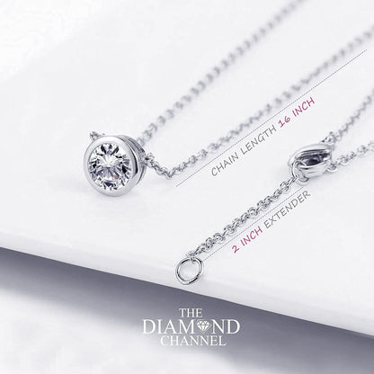 AGS Certified Diamond Necklace for Women Brilliant-Cut Diamond Bezel-Set Necklac