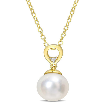 Miabella Women'S 8-9Mm Drop-Shaped South Sea Cultured Freshwater Pearl and 0.015