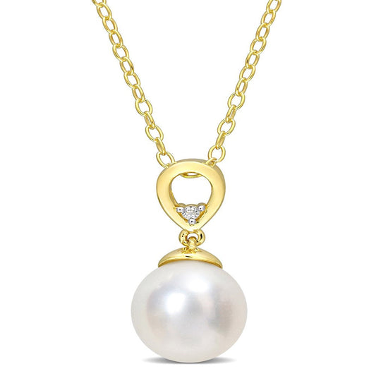 Miabella Women'S 8-9Mm Drop-Shaped South Sea Cultured Freshwater Pearl and 0.015