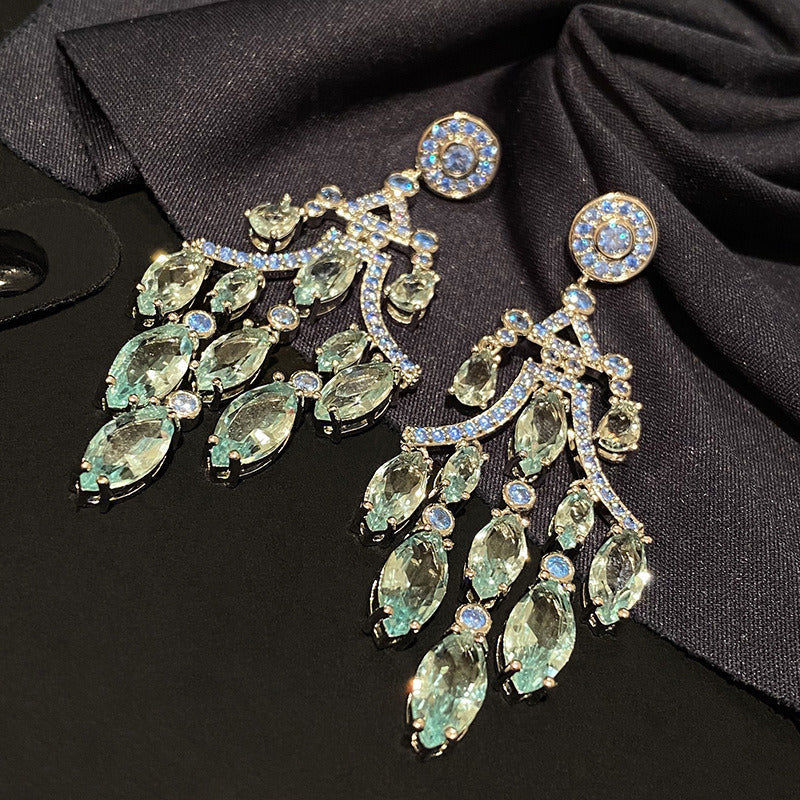 Silver Needle Zircon Temperament Earrings Flashing Diamonds
