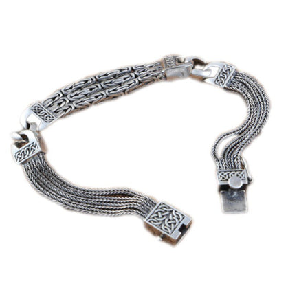 New 100% S925 Sterling Silver Jewelry Models Fashion Retro Peace Stripes Persona