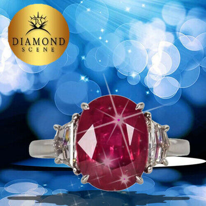 GRS Certified 6.01 Carat GIA Cert Ruby 1.10 Carat Diamond Platinum Ring Ruby
