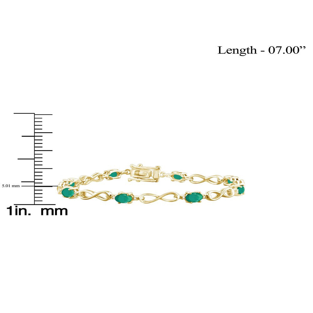3.00 Carat T.G.W. Emerald and White Diamond Accent 14K Gold over Silver Bracelet