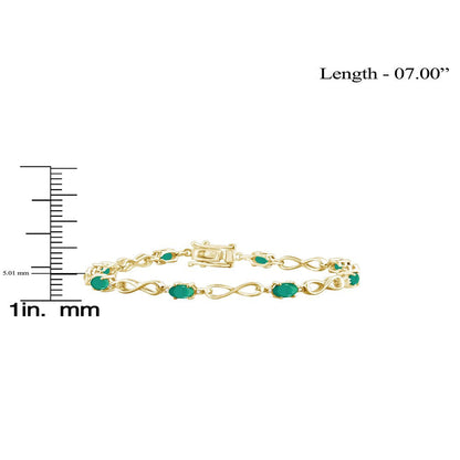 3.00 Carat T.G.W. Emerald and White Diamond Accent 14K Gold over Silver Bracelet