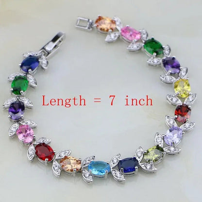 Multicolor 925 Silver Jewelry Set Mystic Topaz Jewelry Sets for Women Necklace/E