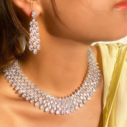 Luxury Chunky Full Cubic Zirconia Paved Dinner Party Bridal Wedding Choker