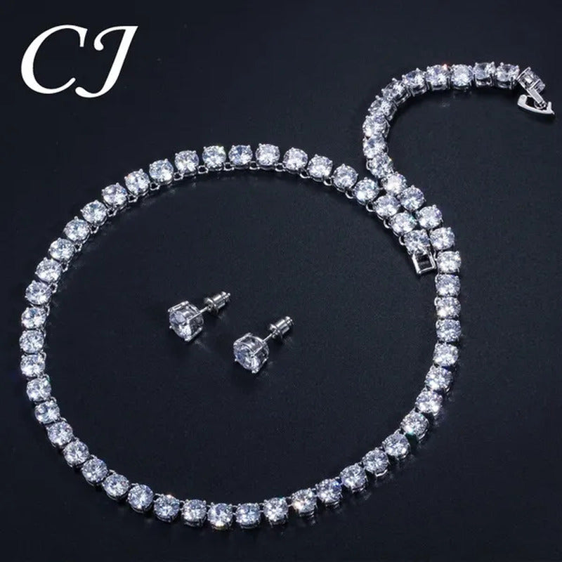 CANDICE Hot Sale 18K White Gold Plated round CZ Diamond Classic Women Wedding Ne