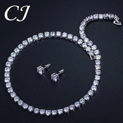 CANDICE Hot Sale 18K White Gold Plated round CZ Diamond Classic Women Wedding Ne