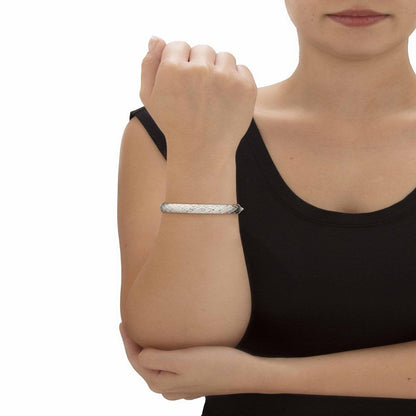 Diamond Cut .925 Sterling Silver Bangle Bracelet 7.75"