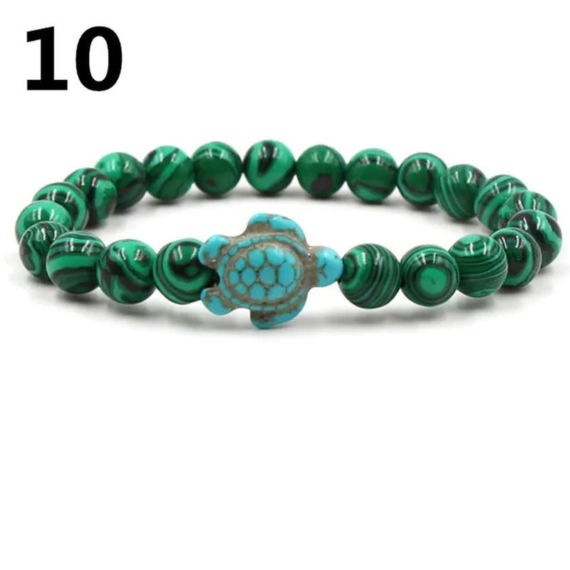 Summer Style Sea Turtle Beads Bracelets for Women Men Classic Natural Stone Elas