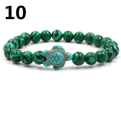 Summer Style Sea Turtle Beads Bracelets for Women Men Classic Natural Stone Elas
