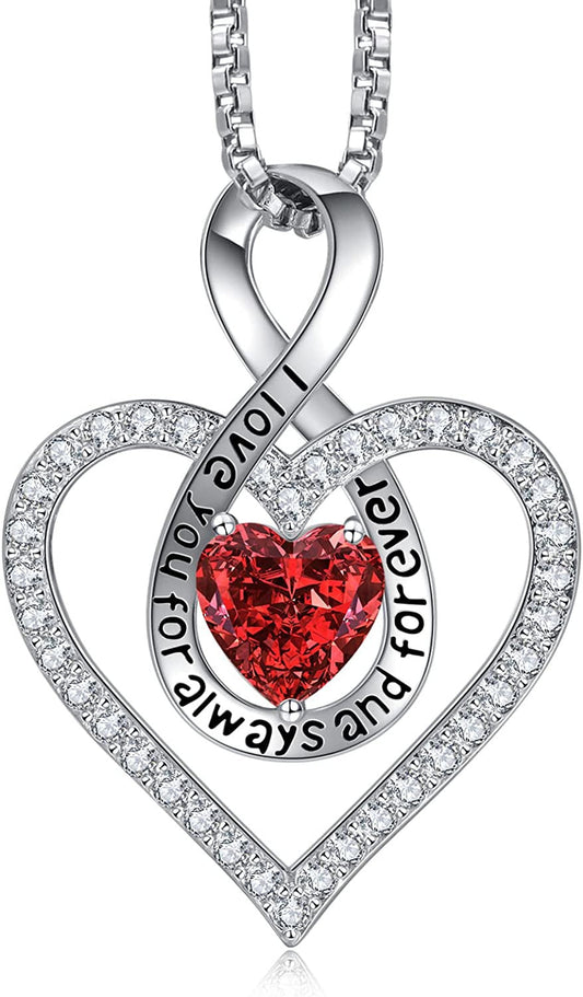Jewelry for Women Infinity Heart Birthstone Necklace 18K Rose Gold / 925 Sterlin