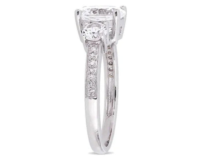 3.00 Carat (Ctw) Lab Created White Sapphire Ring in 10K White Gold with Diamonds