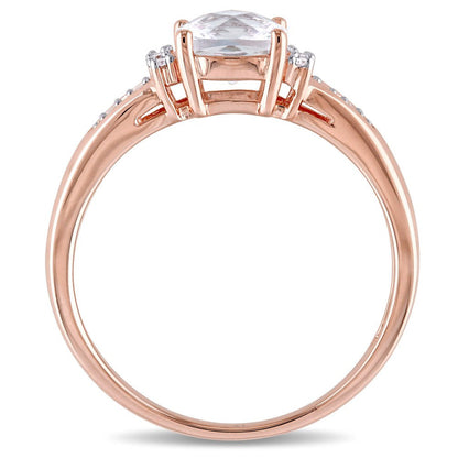 Women'S 1-1/4 Carat T.G.W. Cushion Checkerboard-Cut Created White Sapphire and R
