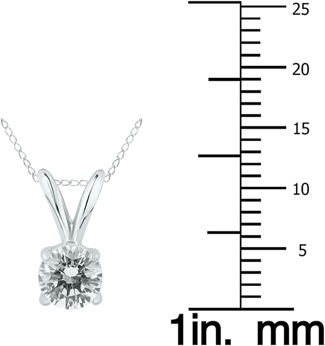 Certified 1/7Ctw - 1Ctw round Diamond Solitaire Pendnat Available in 14K White a