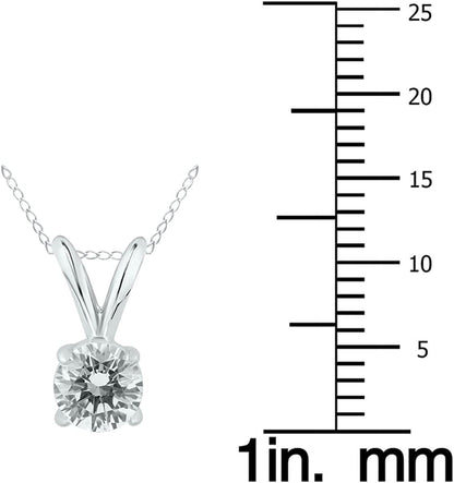 Certified 1/7Ctw - 1Ctw round Diamond Solitaire Pendnat Available in 14K White a
