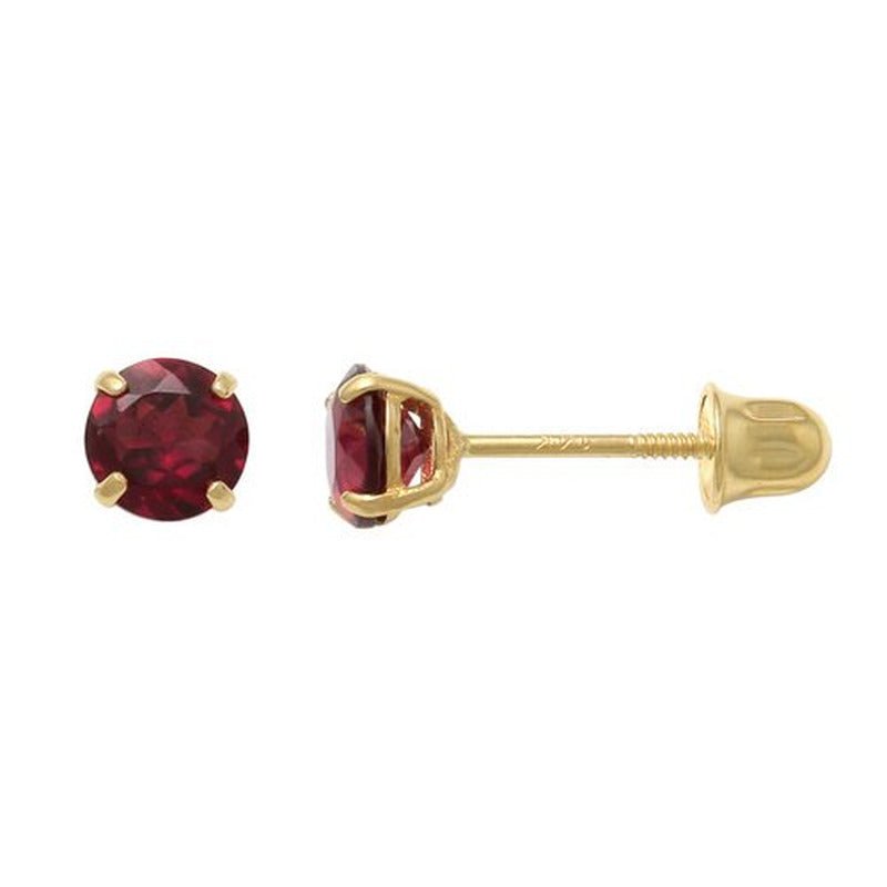 14K Real Solid Gold Stud Earrings Baby Genuine Birthstone Crystal Stud Earrings