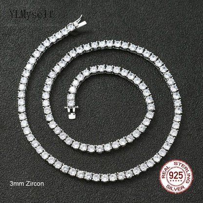16-24 Inch 100% Guarante Real 925 Sterling Silver Pave 2Mm/3Mm/4Mm Sparkly
