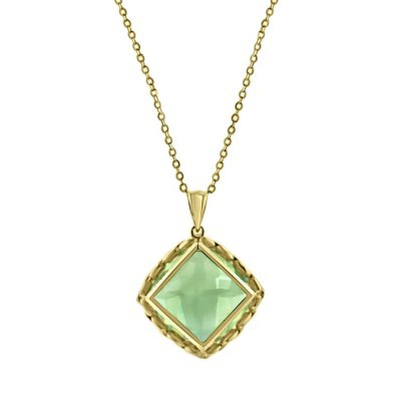 14K Gold Prasiolite Pendant with 16"-18" Chain