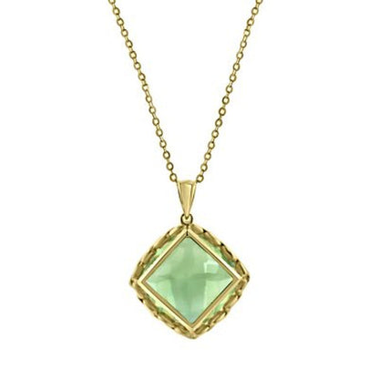14K Gold Prasiolite Pendant with 16"-18" Chain