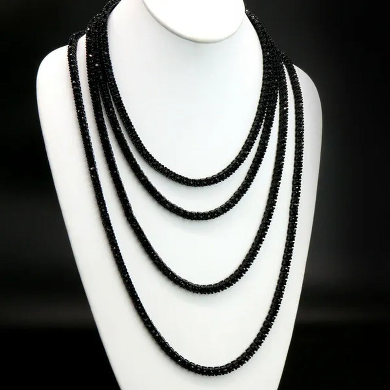 Tennis Chain Iced Bling 20"/24"/30" 1 Row Black Lab Diamond Necklace Icy Choker