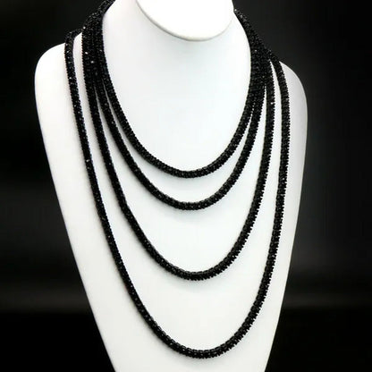 Tennis Chain Iced Bling 20"/24"/30" 1 Row Black Lab Diamond Necklace Icy Choker