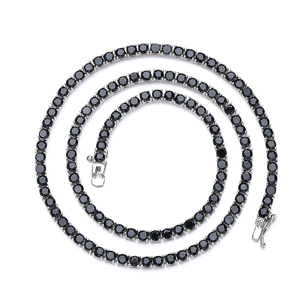 16-24 Inch (41-60 Cm) Real 925 Sterling Silver Tennis Chain Necklace Pave 3 Mm