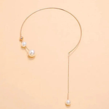 1Pcs Pearl Choker Necklace Elegant Big White Imitation Pearl Choker Necklace Cla