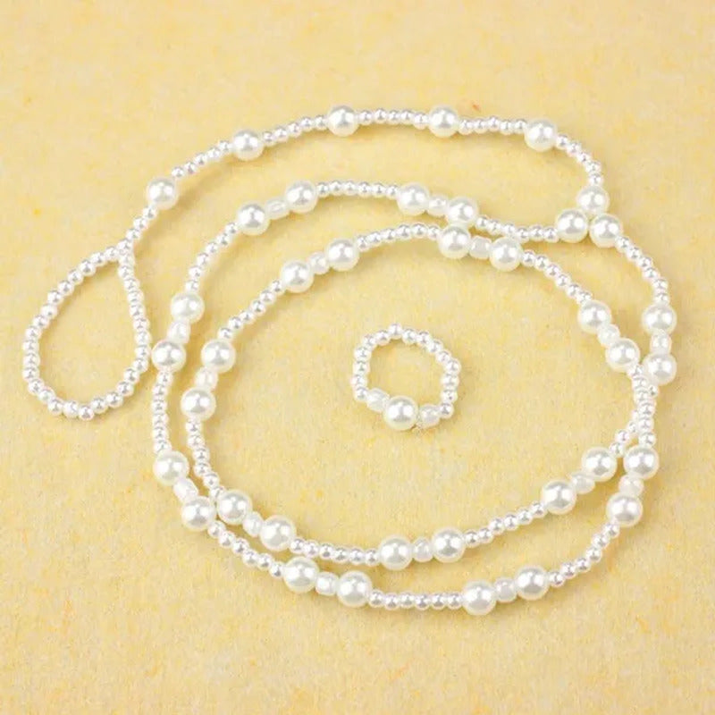 Beautiful Pearl Barefoot Sandals Anklet Ankle Bracelet Anklet Toe Ring Jewelry D