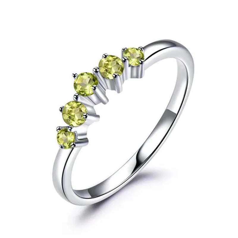Majesty Diamonds MDS210216 round Green Nano Peridot Five-Stone Cocktail Ring in