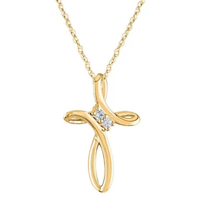 0.04 CT. T.W. Diamond Cross Pendant in 14K Gold