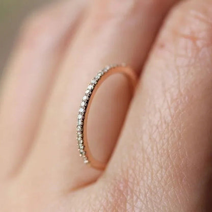 Womens Small Half Eternity Bridal Wedding Band, Stacking Ring, Stackable Band, A