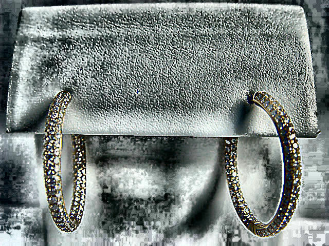 DIAMOND ROUND BR SHAPE PAVE PRONG SET HOOP EARRING INSIDE OUTSIDE SET DIAMOND