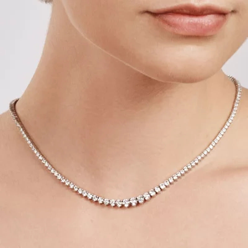 6.00 CT. T.W. Round-Cut Diamond Riviera Necklace in 14K White Gold (I, I1)